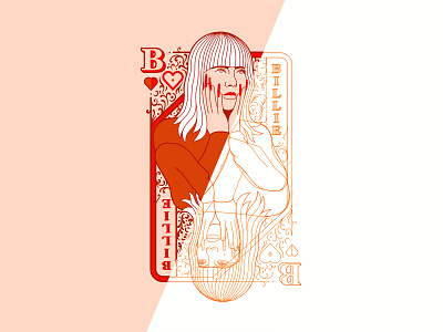 Billie of hearts outlines billie eilish branding illustration illustrator playingcards portrait queen royal the creative pain vector