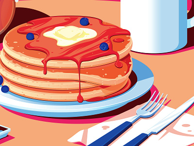 Breakfast time breakfast flap jacks food illustration illustrator pancakes the creative pain vector