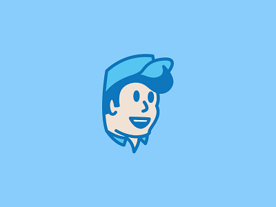 Blueion worker Head badge design graphic icons illustration illustrator line simple vector