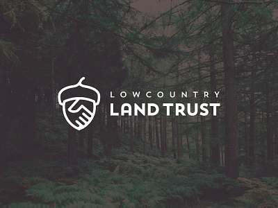 Lowcountry_Land_Trust acorn badge branding flat green icons illustrator logo nature shaking hands simple vector