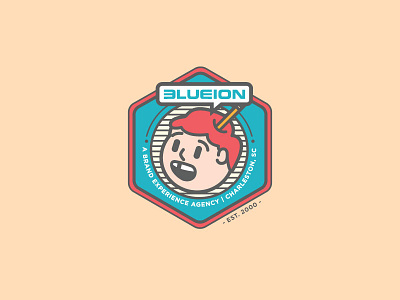 Blue Ion Badge badge pencilhead thick lines