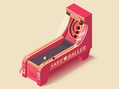 Skee baller arcade ball baller fun games pop rockets skee ball summer vector