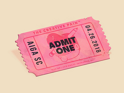 AIGA SC Talk admit one aiga clean events hand drawn pez pink south carolina sticker mule the creative pain tickets tyler