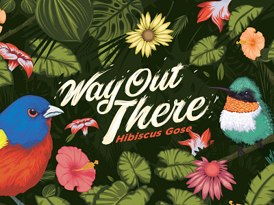Way out there Beer label beer bird feather gose jungle label leaves nature outpost type wild