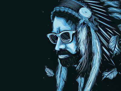 Dan Auerbach dan auerbach feathers indian patrick poster the black keys turn blue vector wolf