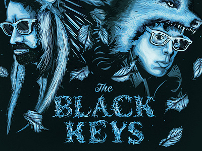 The Black Keys dan auerbach feathers indian patrick carney poster the black keys turn blue vector wolf