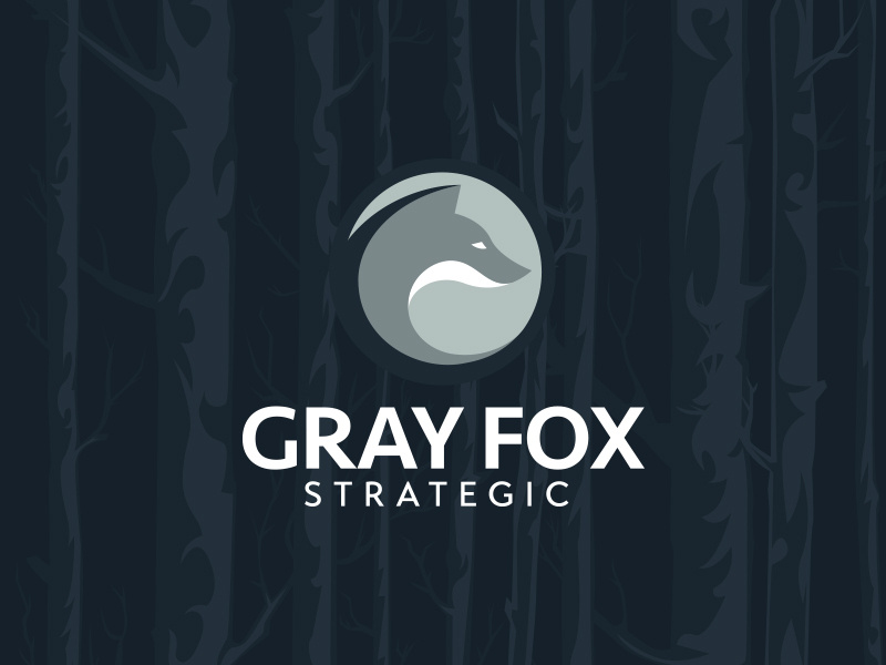 Gray Fox strategic strategic lawyer wildlife forest woods fox design nature illustrator branding logo vector illustration