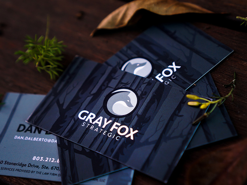 Gray Fox strategic biz cards type design fox print businesscard moo typography logo nature vector branding illustrator illustration icons
