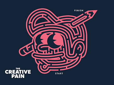 The Creative Pain is the Maze branding design illustration logo maze puzzles the creative pain typography vector