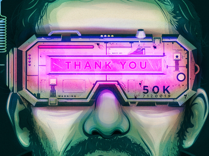 Thank you! bladerunner tron the grid goggles vr logo branding typography vector illustrator the creative pain illustration