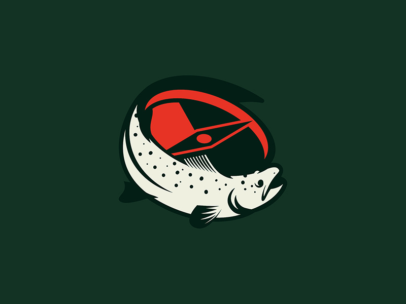 Fish Compass fishing trout simple icons illustrator branding logo illustration nature vector