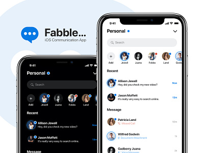 Fabble - iOS Communication App | Concept Messenger app chat chat app chatting clean concept conversation design ios design message messenger minimal mobile app mobile design social social app social media story ui ux