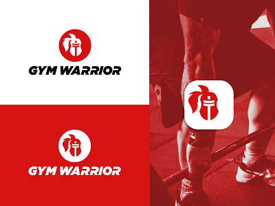 Gym Warrior brand theme for Sale! barbell design conceptual logo creative flat logo gym branding gym logo gym theme hustler logo logo design minimalist new design red logo warrior logo