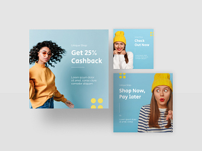 Unique Shop IG Post cashback clean creative instagram instagram post pay shopping yellow