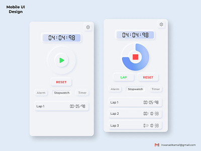 Neumorphism Stopwatch design mobile app mobile design ui ux