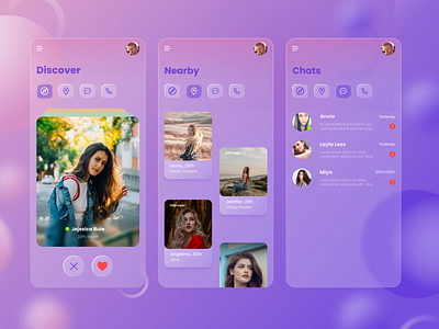 Glassmorphism Mobile Dating Apps design glassmorphism mobile app mobile design ui uiux