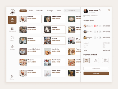 POS System for Cafe / Coffee shop cafe coffee dashboard graphic design pos system ui uiux ux