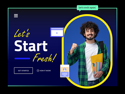 Let's Start Fresh! | WebUI | Hero Concepts | Dark UI concept creative dark ui design ecommerce education education website educational innovate ui userinterface ux vector webui