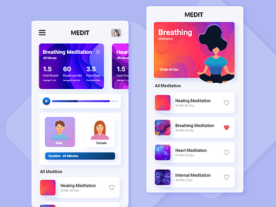 Meditation iOS App - Daily Meditation UI Design adobexd branding design graphic design illustration meditation ui uiux ux web