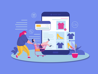 shoping illustration by saekarepe on Dribbble