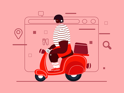 delivery branding design character delivery flatdesign illustration vector vectorart vespa