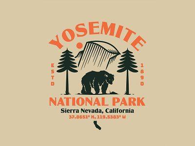 Yosemite National Park badge badge design bear branding identity identity branding illustration logo logo design logotype national park nature typography vector vintage design yosemite