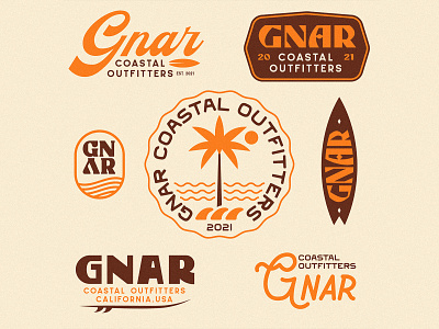 Gnar Coastal Outfitters - Apparel Graphics badge badge design branding illustration logo nature surf surfing typography vintage