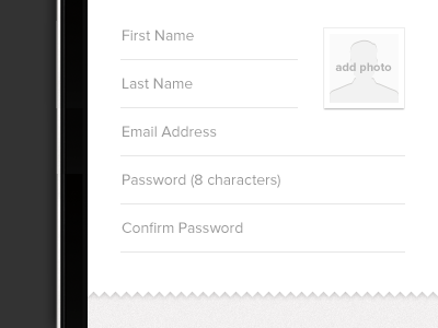 Register UI app avatar bright clean form grid interface iphone login mobile ui white