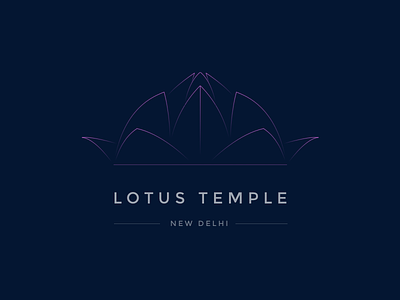 Lotus Temple city design gradient india line logo lotus new delhi sketch temple ui