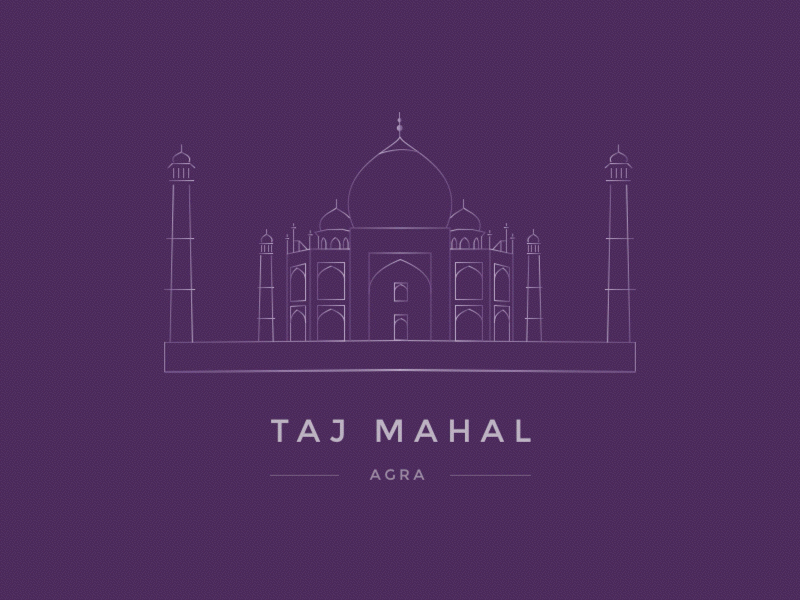 Taj Mahal animation city design gif gradient heritage illustration india logo motion principle sketch vector