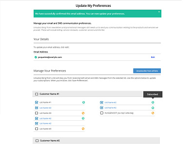 Preference Center forms preference center ux