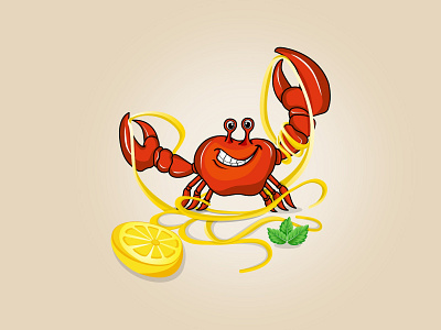 Crab with Noodles crab illustration noodles vector
