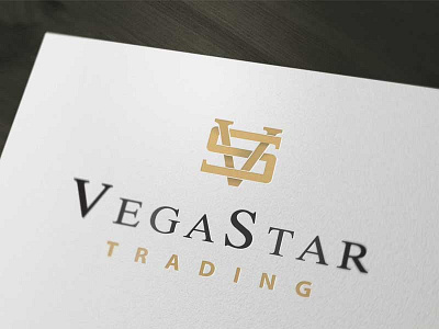 Logo design - Vega Star Trading black design gold logo serif