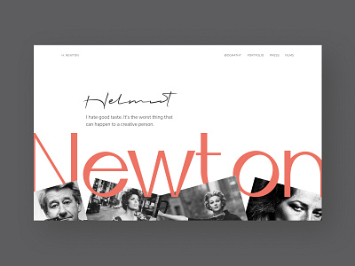 Helmut Newton Tribute clean design desktop minimal typography ui ux website