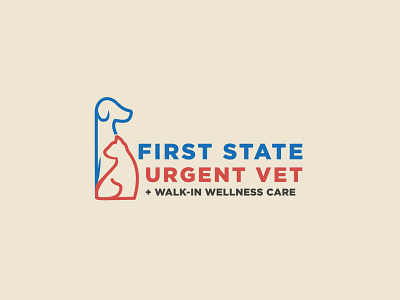 Dog and cat combination with Delaware state branding design graphic design icon logo logo design minimal logo vector