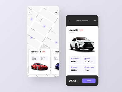 Car Sharing App booking app car car booking car rent car sharing concept location ride sharing ui