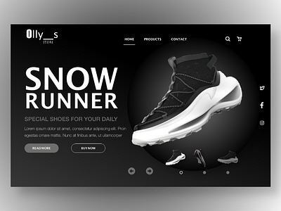 Shose web design, landing page