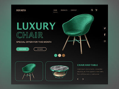 Luxury chair landing page design adobexd chair design hero hero section landing page landingpage table uidesign web