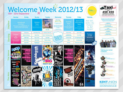 A0 Welcome Week planner poster for Kent Union