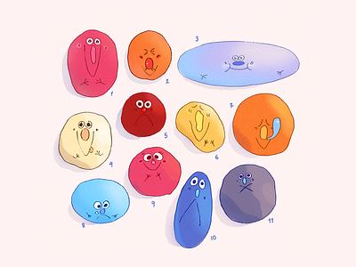 Stones with faces animation cartoon character design cute cute illustration stones