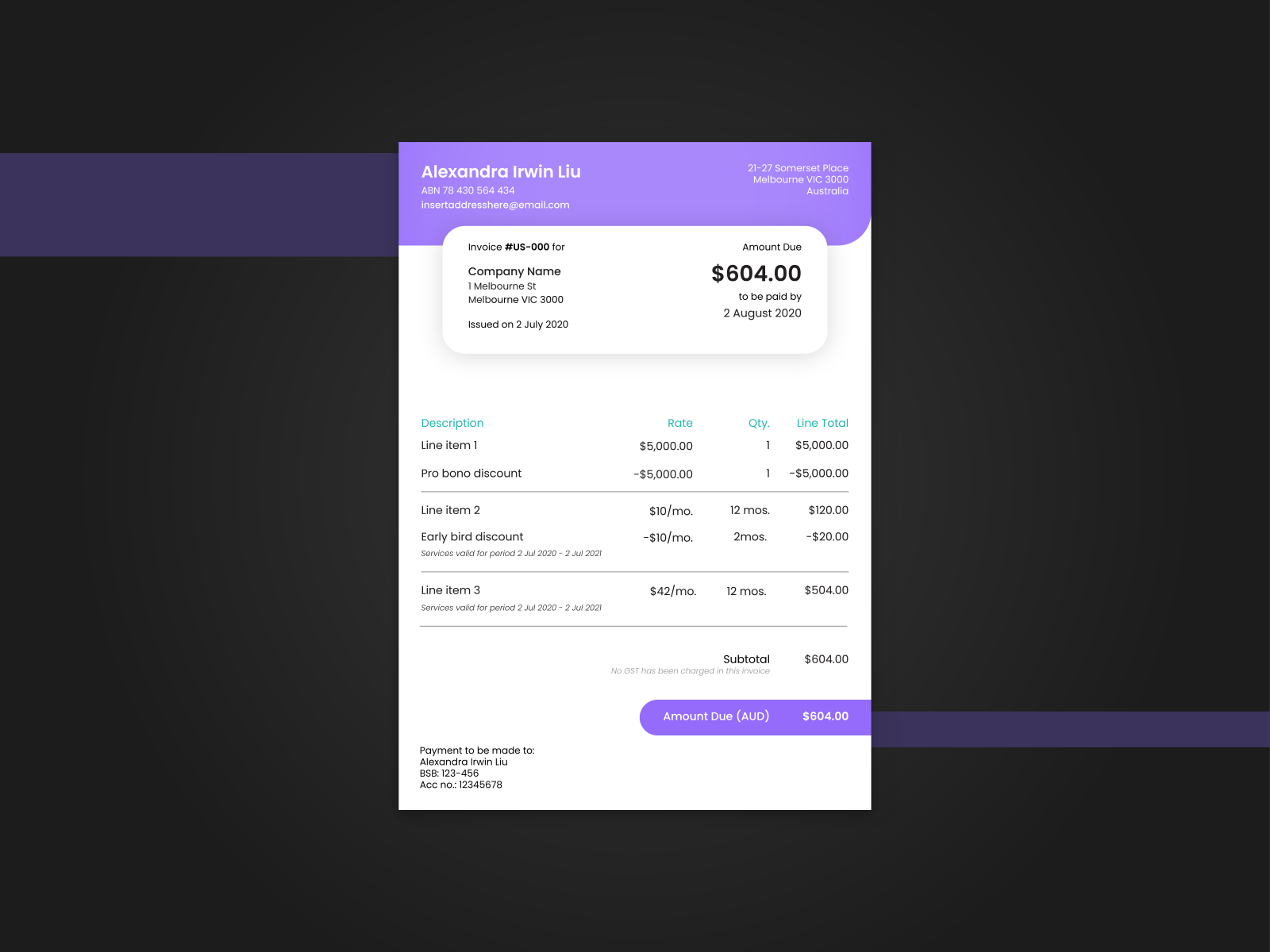 Digital Invoice by Alexandra Irwin Liu on Dribbble