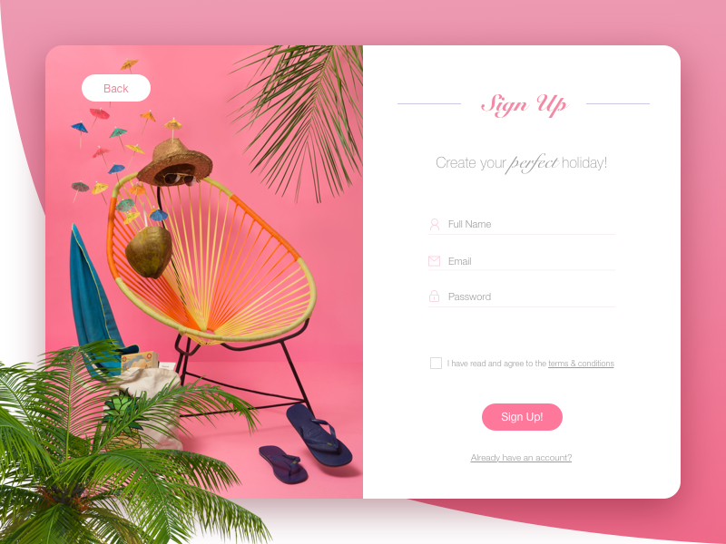 Day 001 ui sign up rounded pink holiday form flat dailyui daily buttons