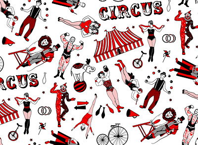 Big Circus Heroes Pattern circus performer vintage
