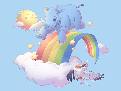 The Unicorn cute happy magic rainbow rainbows rhino rhinoceros sparkles stars sun unicorn unicorns