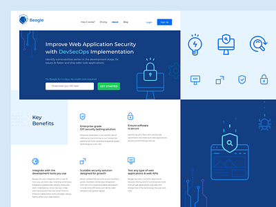 Beagle security landing page iconography landing page security app uidesign uiux web design website website landing page