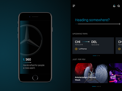 Daimler t-360: Proposal booking daimler dark ui iphone mercedes benz planing travel ui
