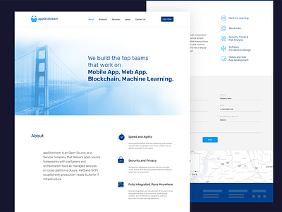 Web Design : appOnstream block chain framework landing page logo machinelearning mobile app open source web web app design web design website