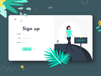 Sign up page - Heartyfacts branding design illustration interface leaf minimal sign in sign up ui ux web webdesign