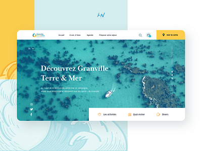 Granville Tourism Landing page blue boat branding design interface landing page sea tourism ui ux water web webdesign yellow