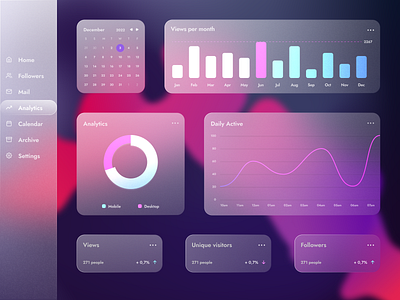 Glass style Dashboard analytics